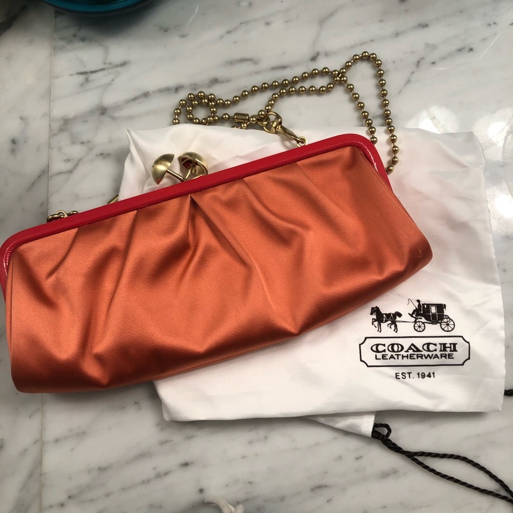 Coach Amanda satin Darcy clutch gold chain